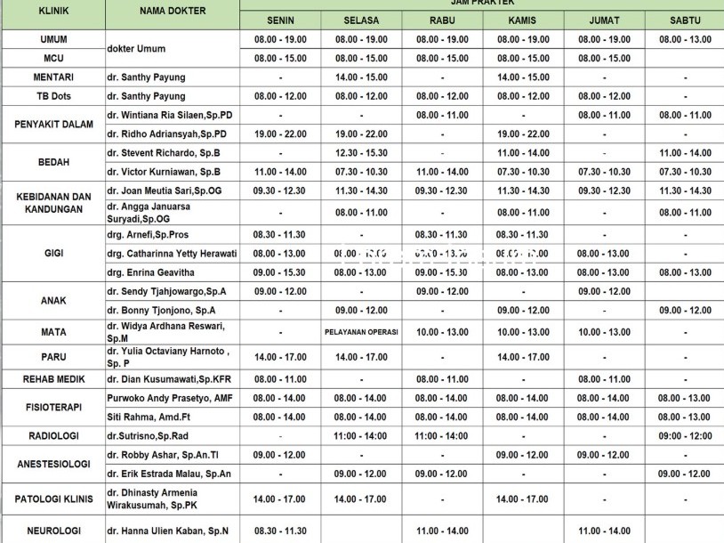 Jadwal Dokter
